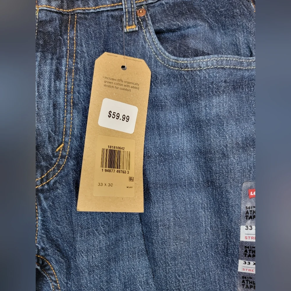 LEVI'S 541 Athletic Taper MEN'S JEANS Blue Regular Straight Waist 33 Length 30 - Picture 4 of 8